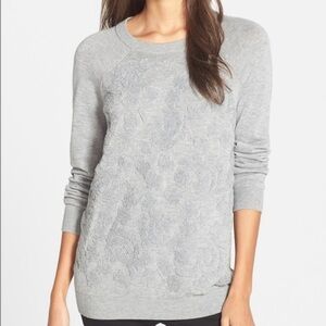 Chelsea 28 Gray Floral Embroidered Sweater Size XS